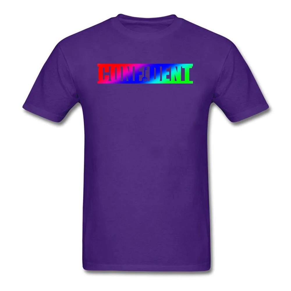 2018 New Student T-shirts Round Collar Short Sleeve 100% Cotton Fabric Confident LGBT+ Tops Shirt Printed Tops & Tees Confident LGBT+ purple