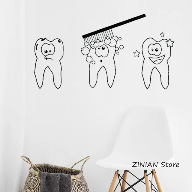 teeth wall decal bathroom kids room toothbrush vinyl wall stickers