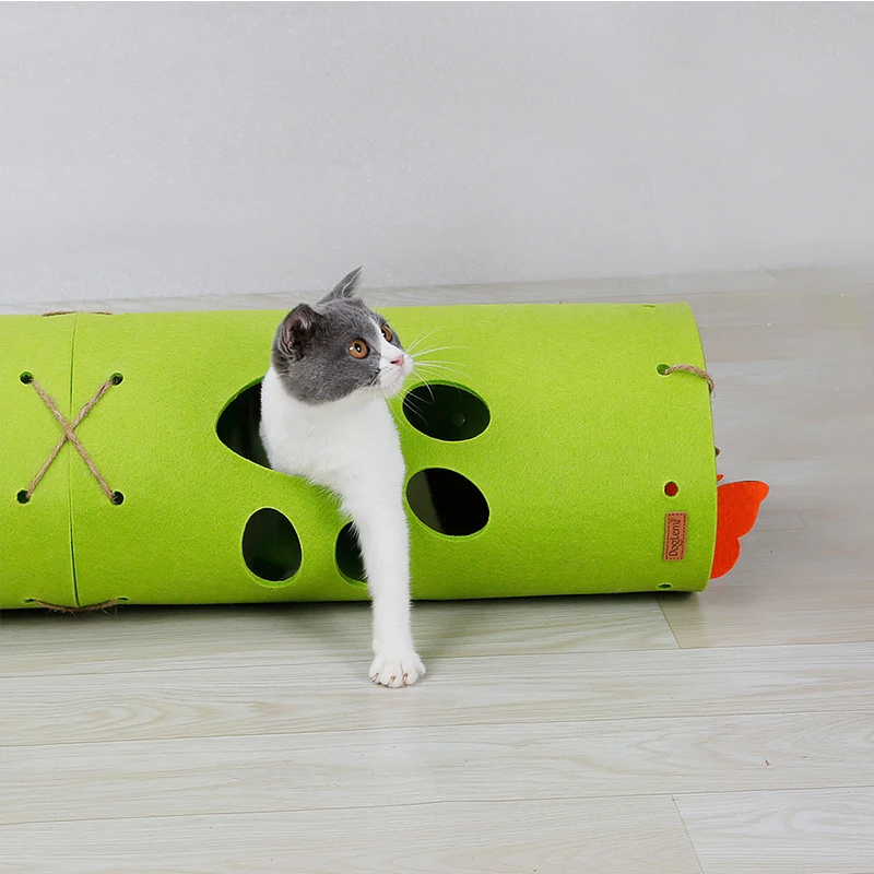 

DIY Natural Felt Cats Tunnel Mat Combination Stitching Folding Cat Play Channel Roll Dragon Dragon Puzzle Cat Toy Pet Supplies