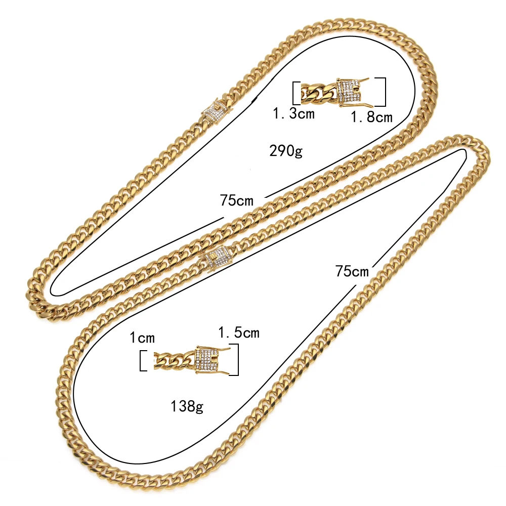 Роскошные Тяжелые КУБИНСКИЙ звено цепи Out Стразы тройной замок Нержавеющая сталь длинные Цепочки и ожерелья Для мужчин Хип-Хоп Исполнитель ювелирные изделия