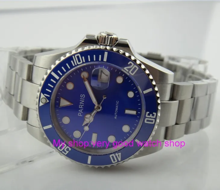 

40MM PARNIS 21 jewels Automatic Self-Wind movement Ceramic bezel Sapphire Crystal luminous men's watch Mechanical watches G21