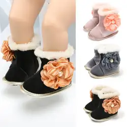 Pudcoco одежда для малышей обувь для девочки цветочные туфли принцессы вечерние противоскользящие зимние сапоги Детские зимние штаны теплая