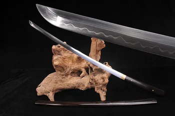

Clay Tempered T10 Carbon Steel Blade Japanese Samurai Sword Katana Ebony Saya