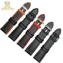 Углеродное волокно ремешок для часов 18/20 мм/22 мм/24 мм Толстая подошва водонепроницаемые часы с силиконовым корпусом ремень коричневый браслет аксессуары для часов