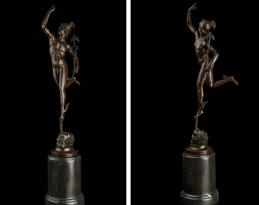 

JP S1151 Art Deco Sculpture Greek Mythology God Of Messager Bronze Statue