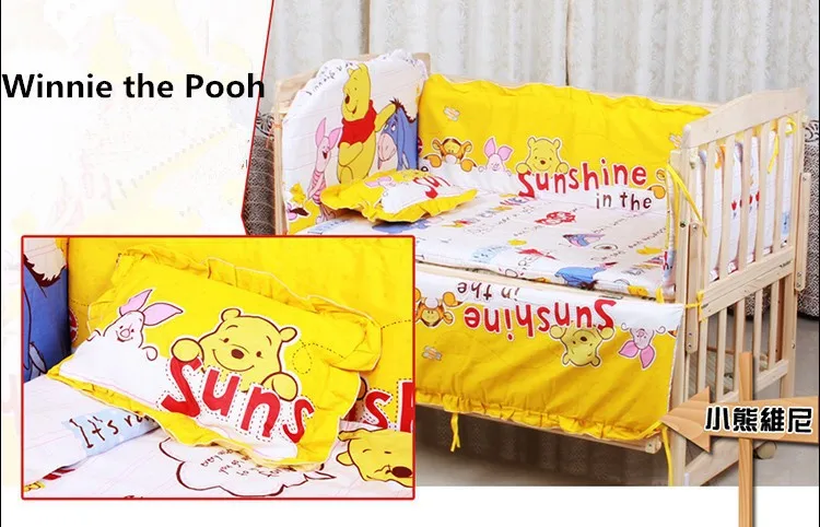 

Promotion! 6PCS Bear crib bedding set baby cot bedding cuna jogo de cama baby bed linen (3bumper+matress+pillow+duvet)