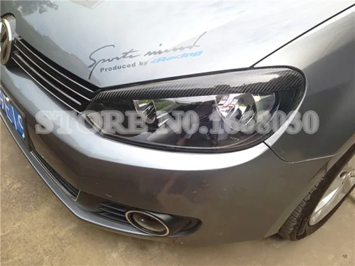 Углеродное волокно фара глаз крышка бровей Обложка для Volkswagen Golf 6 MK6 2008-2012 2 шт