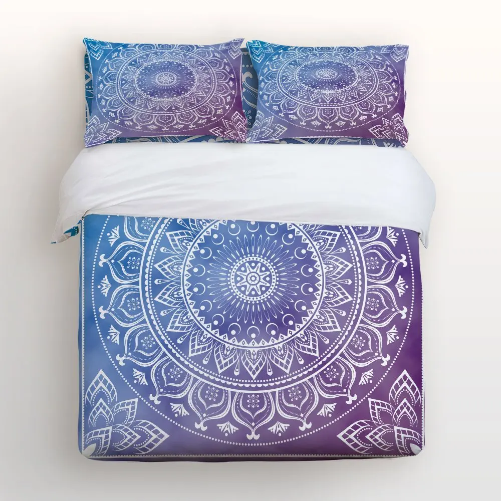 4 Piece Bed Sheets Set, Mandala Medallion Pattern Design, 1 Flat Sheet