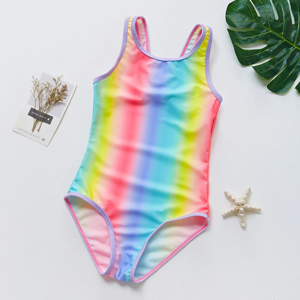 

UPF50+ Girls swimwear 8~16Year Girls Swimsuit Rainbow style Children swimwear High quality Kids Beach wear ST165
