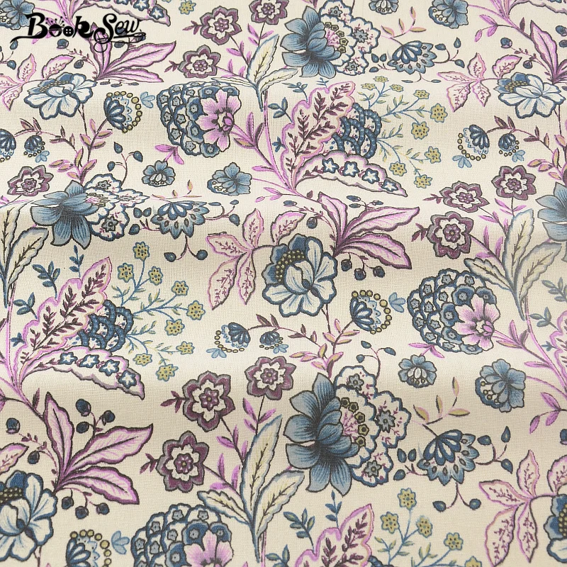 

Sewing Material Tissu For Bag Table Cloth Curtain Decoration Booksew Cotton Linen Fabric Printed Blooming Flowers Home Textile