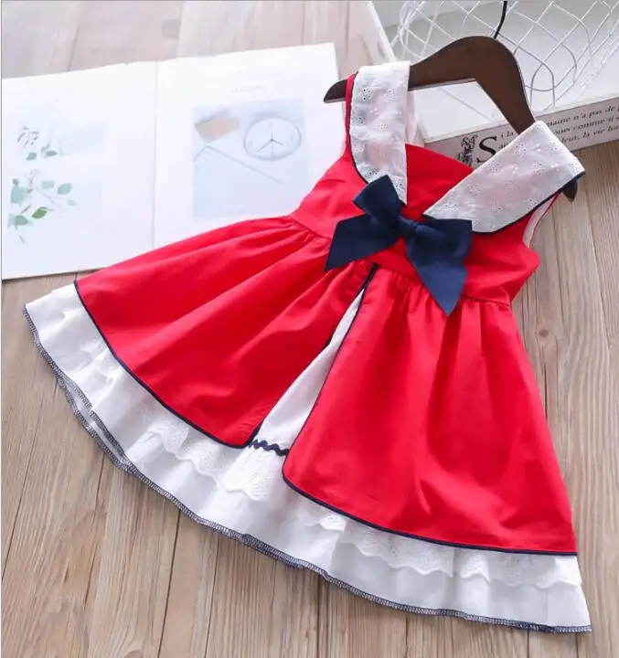

girl christmas dress 2019 girl summer fashion new red bow cotton party tutu dresses baby girl dress kids clothes 2-6Y