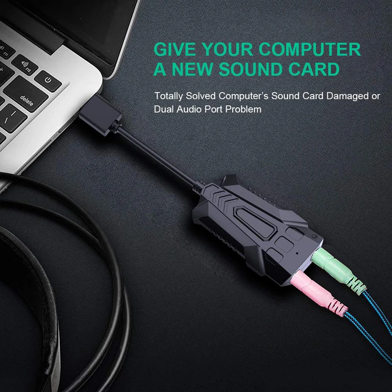 사운드 카드 미니 외부 3.5mm USB 어댑터 USB-마이크 스피커 PS4 Pro 컴퓨터 용 오디오 인터페이스 LED USB 사운드 카드 NEW