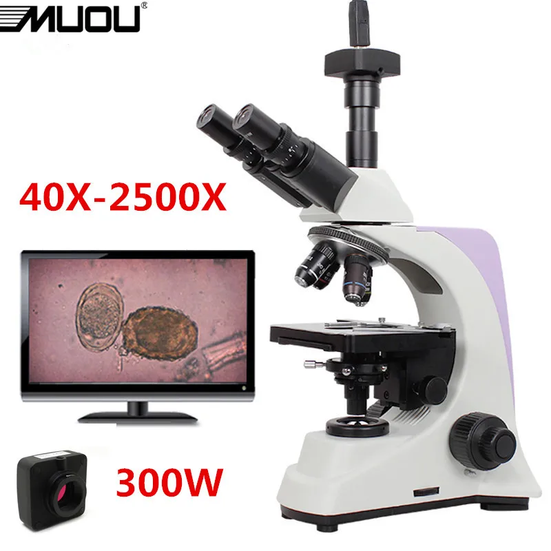 

MUOU 3 Eye Digital Biological microscope 40-2500X research | experimental | teaching usb digital microscope +3MP Electronic eyep