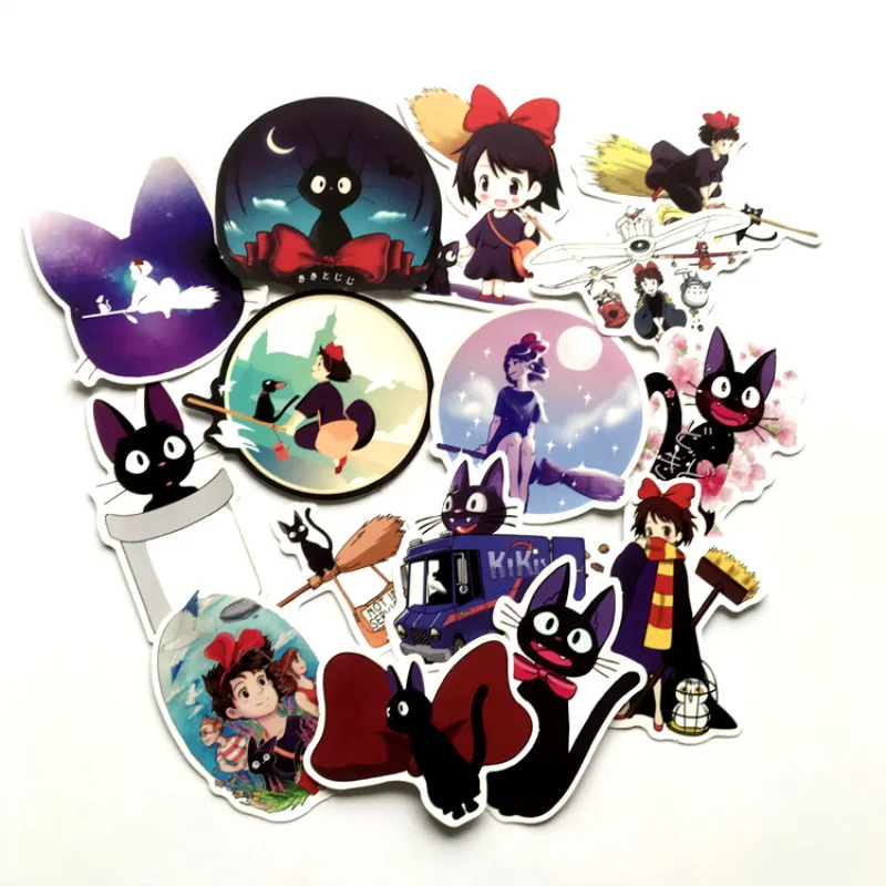 15pcs cute cartoon witch home emergency graffiti sticker notebook motorcycle dead fly blue light easy to tear waterproof sticker