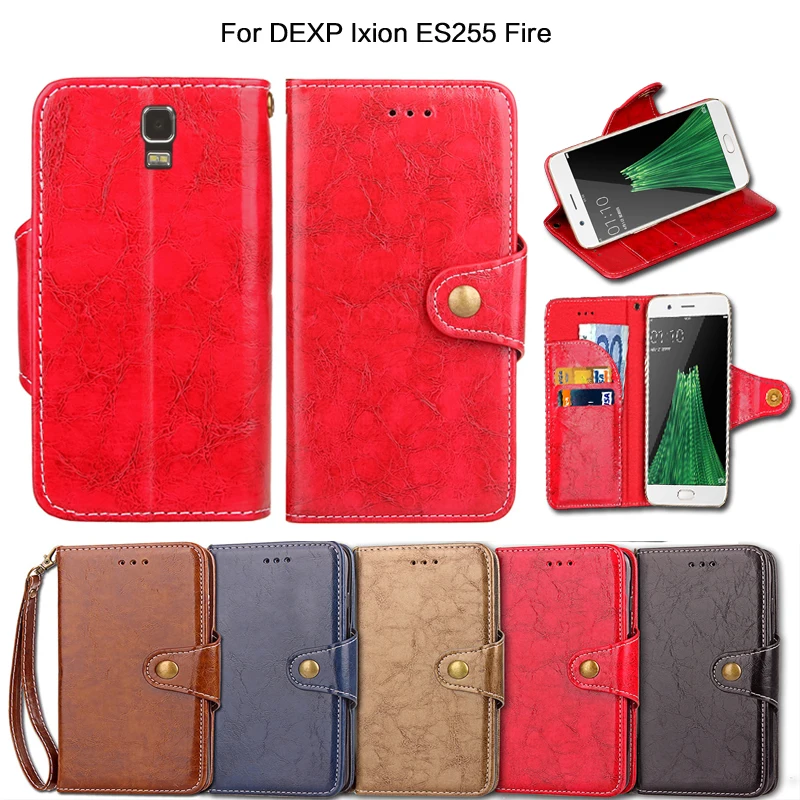 Vintage Flip Case For DEXP Ixion ES255 Fire Cover Luxury kickstand PU Leather Wallet Card Slot Fundas Coque With Lanyard | Мобильные