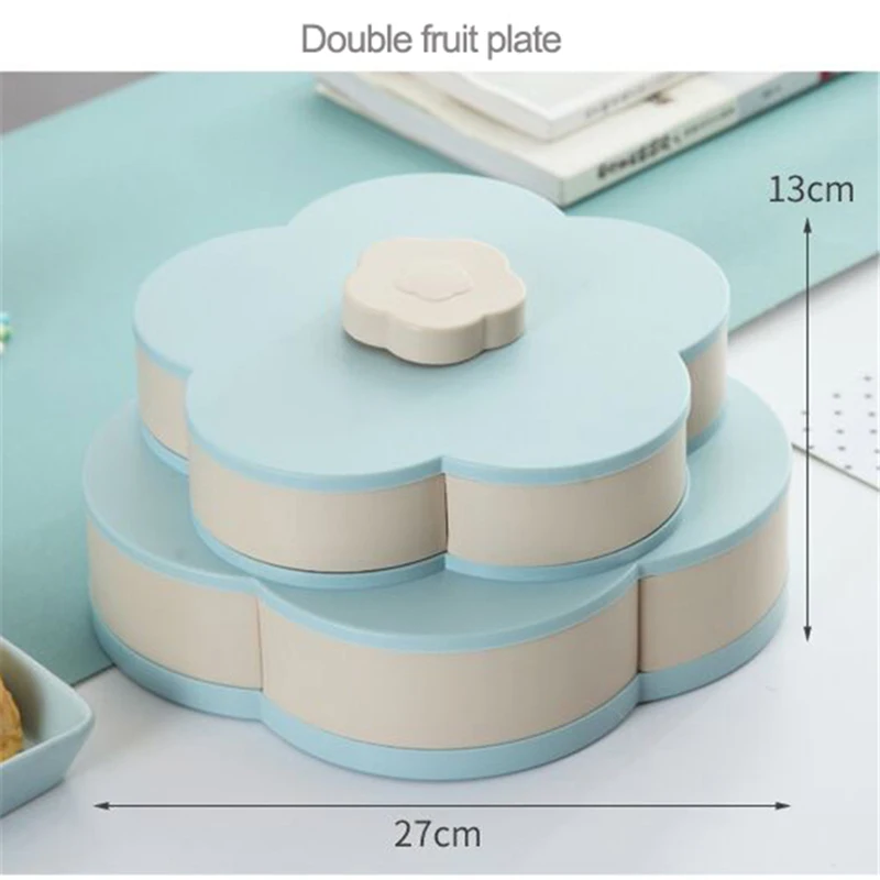 Двухэтажная вращающаяся коробка для хранения, цветочный дизайн, Свадебная коробка для конфет, коробка для хранения фруктов