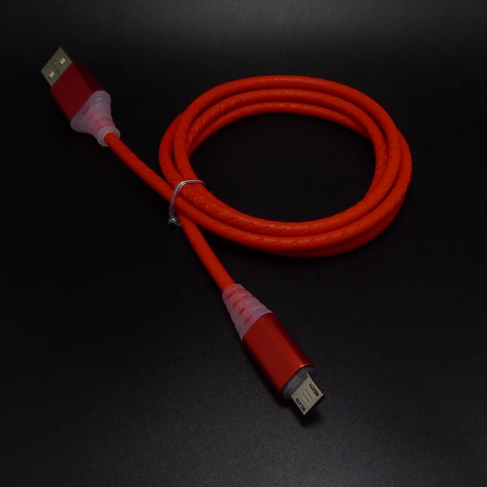 20 قطعة/الوحدة الجملة 1 متر 3ft LED الإضاءة مايكرو USB شحن كابل جلد ضوء الوهج بيانات خط الحبل لالروبوت iOS جهاز محمول