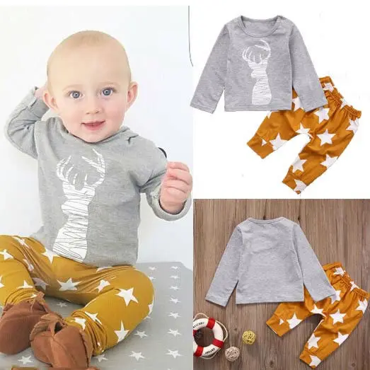 Baby Boy Outfit Kids Clothes 2pcs Newborn 6 12 18 24 Months T shirt Top