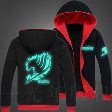 Autumn Men Fairy Tail Glow Hoodie Hooded Zipper Streetwear Hip Hop Sweatshirt Harajuku Anime Hoodies College Fashion
