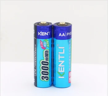 

KENTLI 2pcs/lot Stable voltage 3000mWh AA batteries 1.5V rechargeable battery lithium polymer battery for camera ect