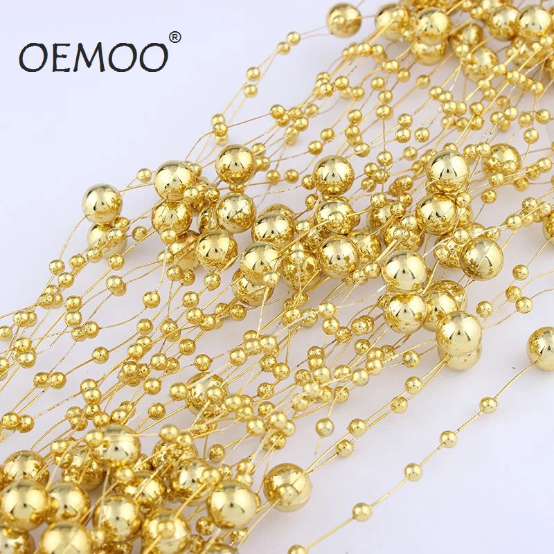 

5 Meters Line Artificial ABS Pearl Beads Chain For Garland Wedding Party Decor Hair Accessories Gold or Silver