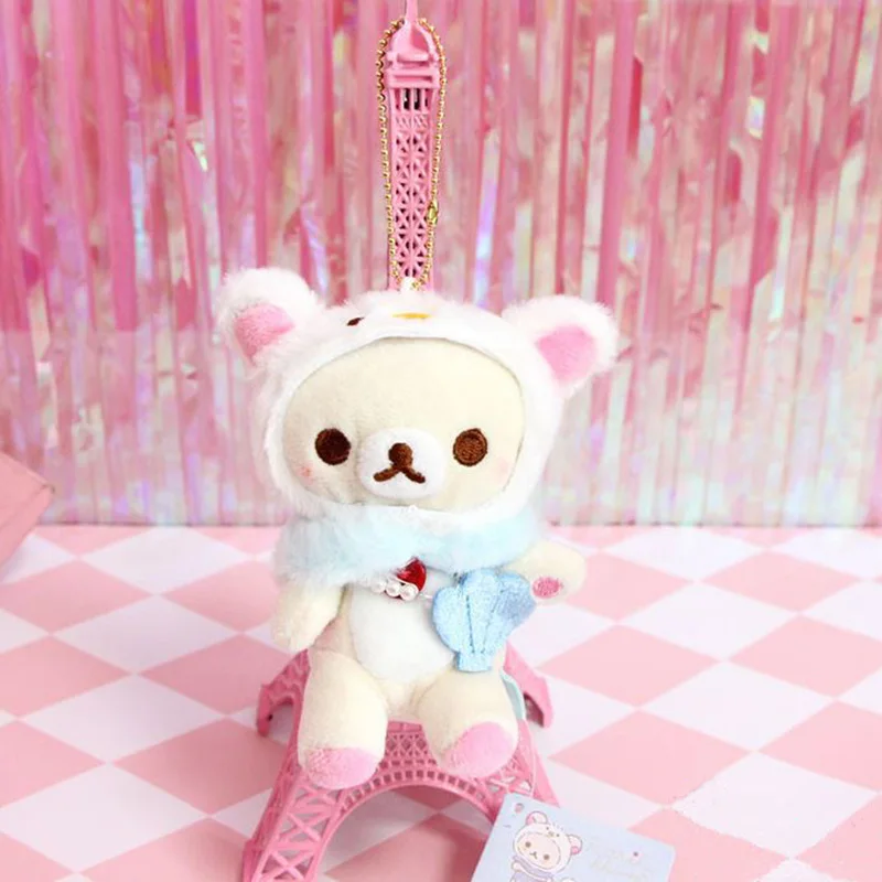 

1 pc Adorable 12CM Rilakkuma Bear Animals Plush Stuffed Toy Keychain Bear Bag Pendant Toys For Kids Christmas Gift
