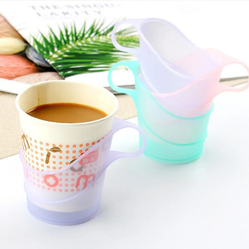 1PC Handle Plastic Disposable Paper Plastic Polystyrene Cup Holder Set