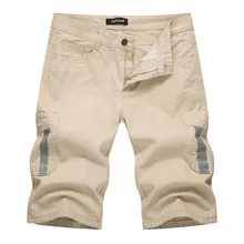 Мужские прогулочные шорты, летние мужские повседневные Прямые пляжные джинсовые шорты, стильные однотонные шорты с карманами, мужские бермуды