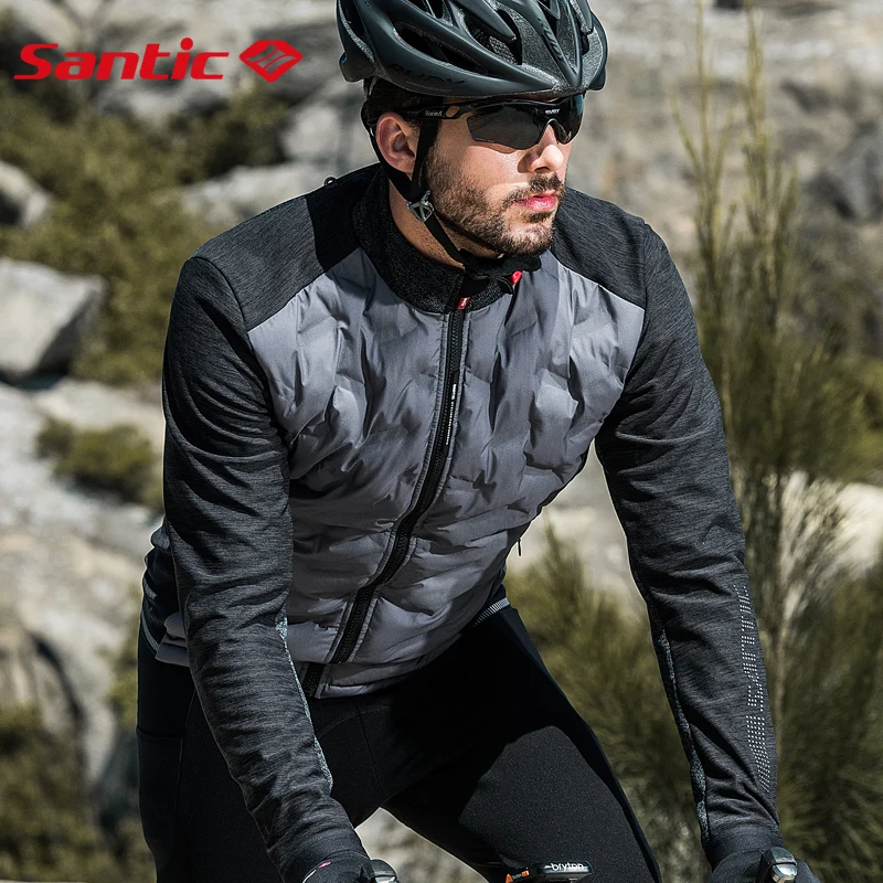 

Santic New Men Winter Cycling Jacket Keep Warm Long-sleeved Cotton Jersey Windproof Lightweight Bike Jacket Windbreaker