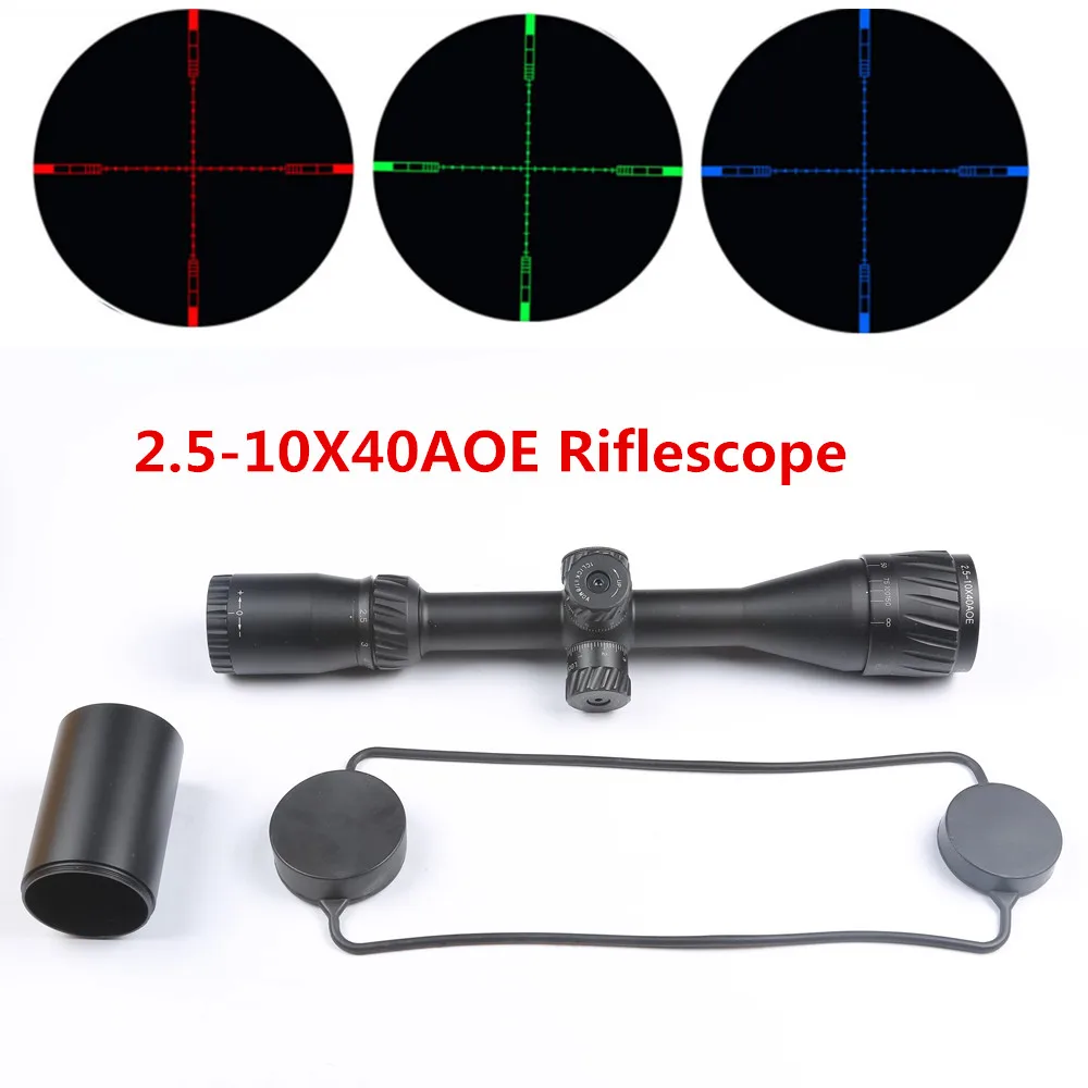 

Rifle Scope 2.5-10X40 AOE Red Green Blue Dot Illuminated Cross Reticle Optical Sight For Hunting Airsoft Rifle Scope Airgun caza