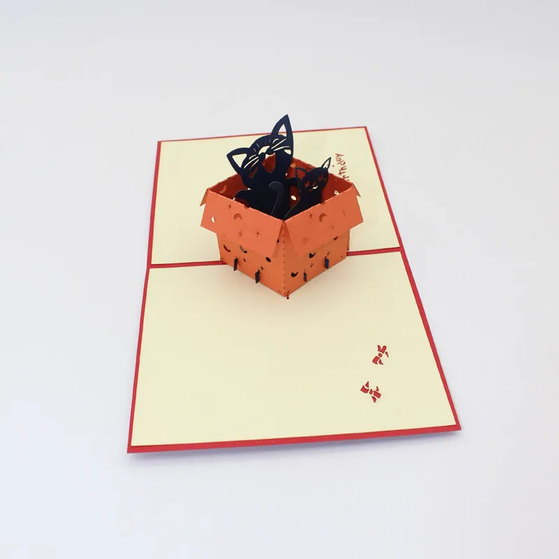 Подарочная коробка с поздравительными открытками модель Кота 3D выскакивающая