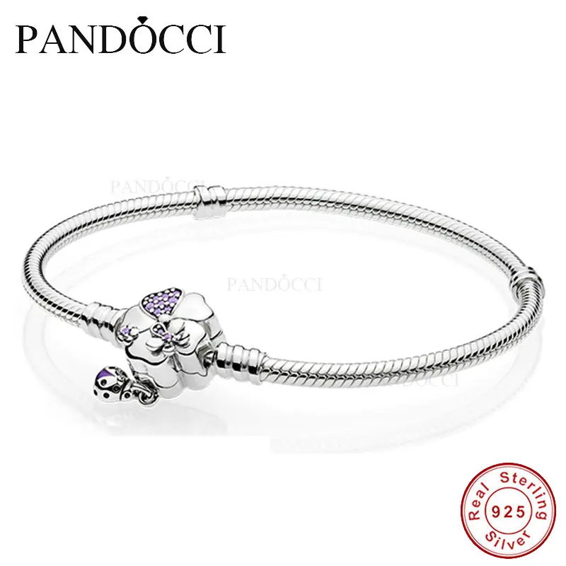 

2018 NEW Spring 925 Sterling Silver Wildflower Meadow Clasp Bracelets Fits for Original Bracelets Jewelry Making PANDOCCI