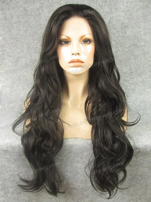 

Darkest Brown Synthetic Lace Front Wig Long Loose Curl High quality Brown Wig Free Shipping