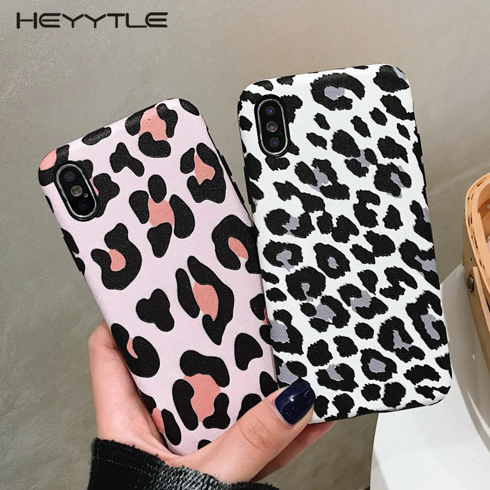 

Heyytle Cute Leopard Pattern Phone Case For iPhone XR XS max 8 7 6 6S Plus Cases Silicone Soft Back Cover All Inclusive Shell