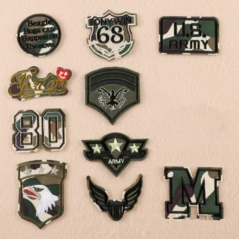 

DOUBLEHEE Embroidered Iron On Badges Army Shoulder Patches Design Embroidery DIY Coat Shoes Accessories