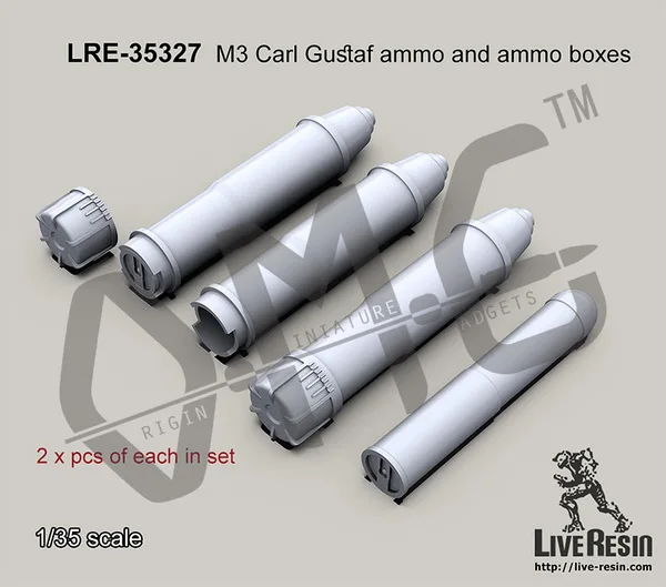 

IN STOCK Live Resin LRE-35327 1/35 Carl Gustaf ammo and ammo boxes