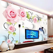 Best Offers Rose Dolphins Custom papel de parede 3d photo wallpaper 3D embossed modern minimalist living room TV background 3d wall paper