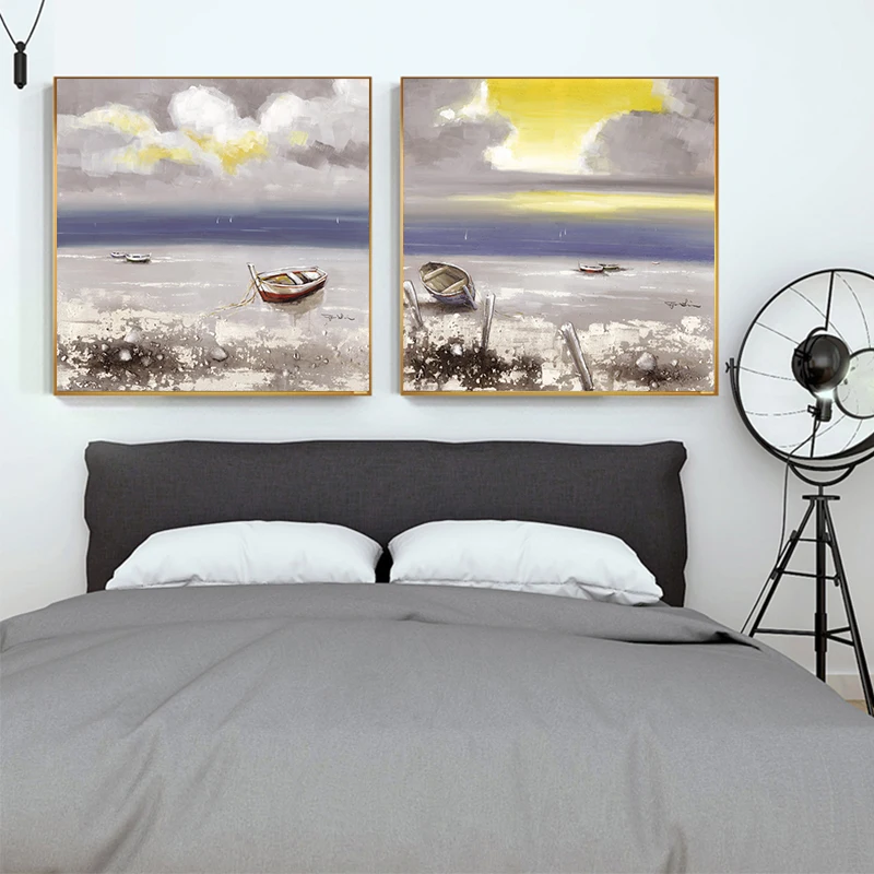 Wall Pop Art Modular Cuadros Pictures Poster Canvas Sailboat Beach Seascape House Painting Prints Home Decor Restaurant no frame