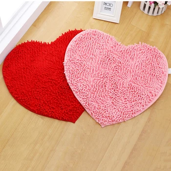 

Zeegle Heart Shape Bathroom Bath Mat Toilet Rugs Anti-slip Floor Mats Chenille Doormats Indoor Bedroom Bedside Mats Shower Mats