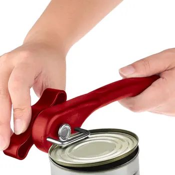 

Red Ergonomic Smooth Edge Side Cut Manual Tin Can Opener Cans Lid Lifter Kitchen
