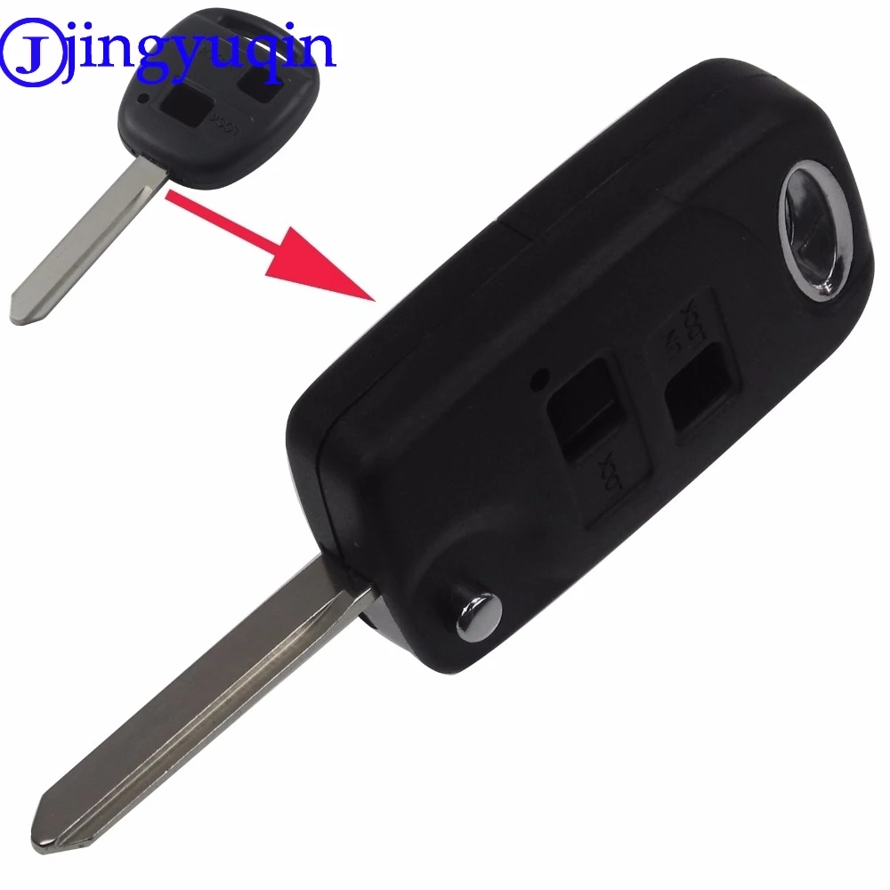 

jingyuqin Remote Car Shell Folding Flip Key Case Fob 2 Buttons For Toyota Yaris Carina Corolla Avensis SWITCH TOY47 With Logo