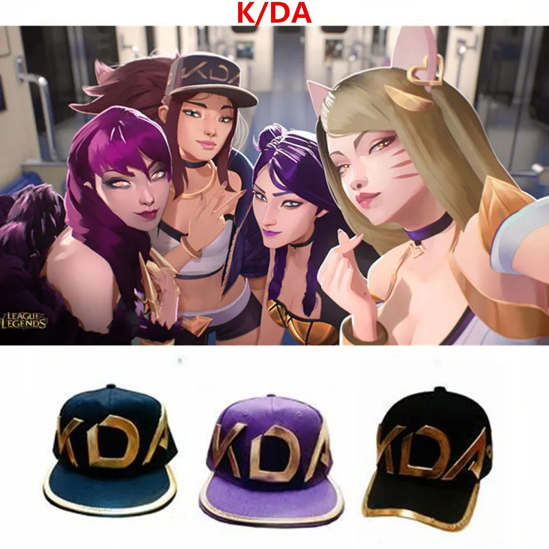 

Anime Game LOL K/DA The Rogue Assassin Akali Cosplay Hat Baseball Cap Girls Teens Adjustable Dome KDA Letter Cap