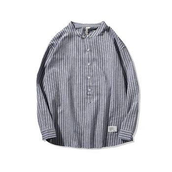 

2018 Spring Autumn Youth Fashion Dress Shirt Men Trend Wild College Style Burst Models Boys Leisure Slim Couple Striped Shirt