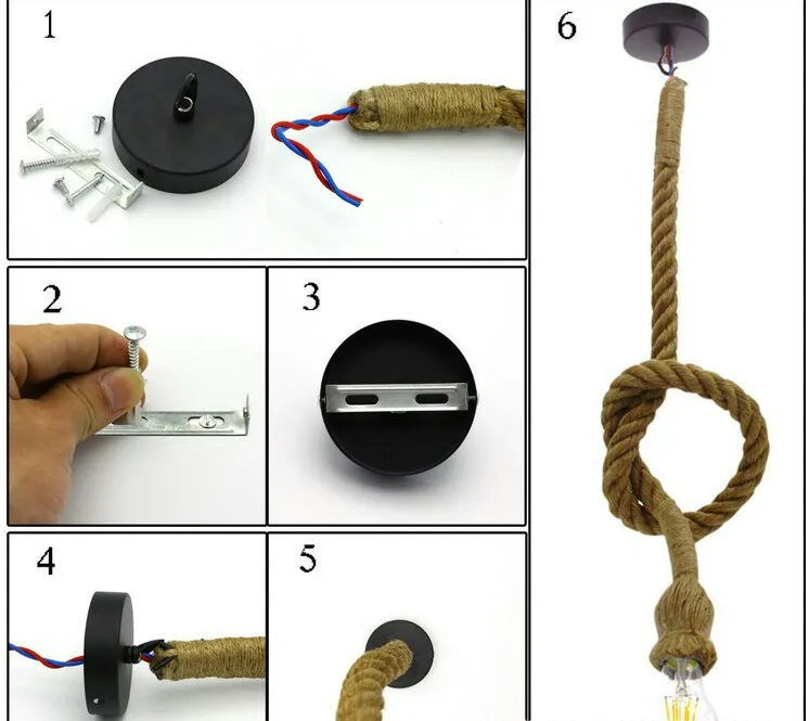 Подвесной светильник с пеньковой веревкой, винтажный Ретро-ЛОФТ промышленный подвесной светильник для гостиной, кухни, Домашний Светильник, декоративный светильник