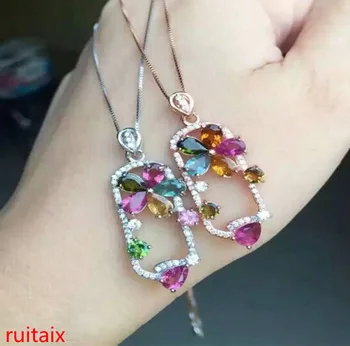 

KJJEAXCMY boutique jewels S925 silver rose tourmaline oval pendant jewelry natural gem delivers box chain mail.sdxcvg