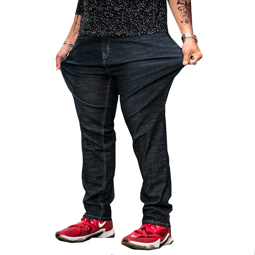 Koop Big Size Plus 31 42 44 46 48 Mannen Jeans Klassieke mannen kleding Casual Rechte Denim Broek Mannen Hoge elasticiteit Jean Voor 130 KG