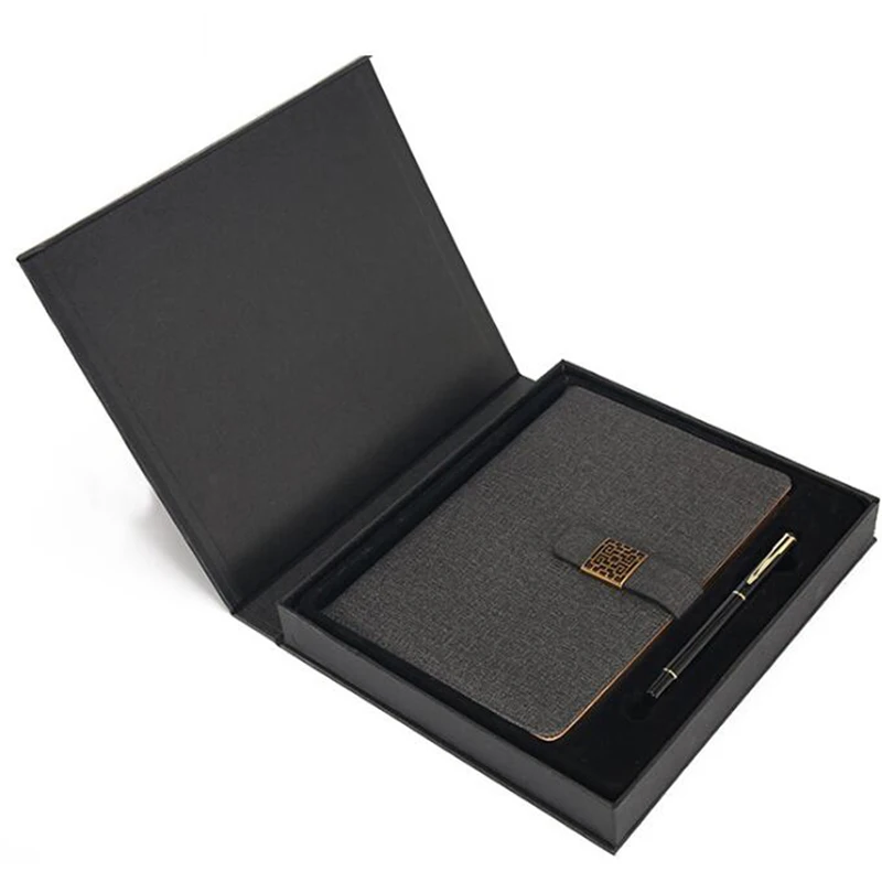 

High Quality PU Business Meeting Gift Diary A5 B5 Note Book Set With Gel Pen Student Stationery Thick Notebook Planner Organizer