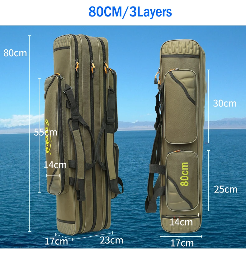 Ferramenta de Armazenamento de Lona Dobrável de Pesca Vara de Pesca Bolsa de Artes de Pesca Equipamento de Pesca Bolsa de Vara de Pesca Camada cm Portátil Pólo Bolsa de Xa128g 3 - 100 120 7 ??_09