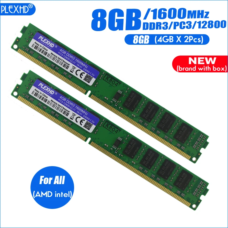 Новинка 8 Гб(2 шт. x4гб) 8 ГБ DDR3 PC3-12800 PC3 12800 1600 МГц для настольных ПК Память DIMM ram 240 контакты(для intel amd) Совместимость с системой