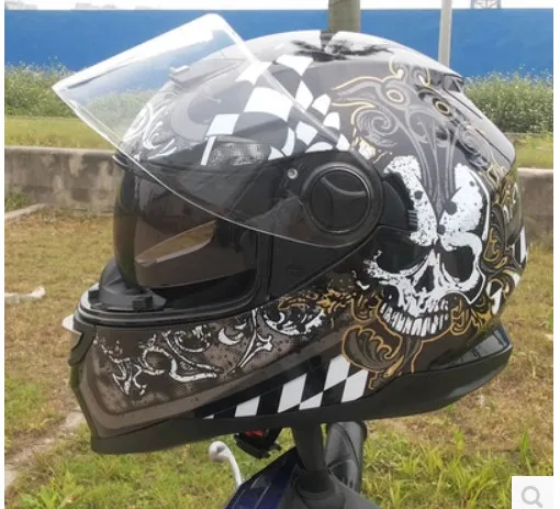 

2015 new full-face helmet ARAI run double lens helmet motorcycle helmet stunning color skull free shipping